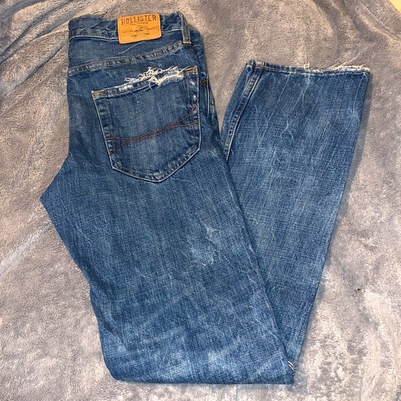 Men’s Hollister Destroyed Denim Factory Distressed & Ripped Knee Jeans Sz 32/32 - Picture 7 of 12